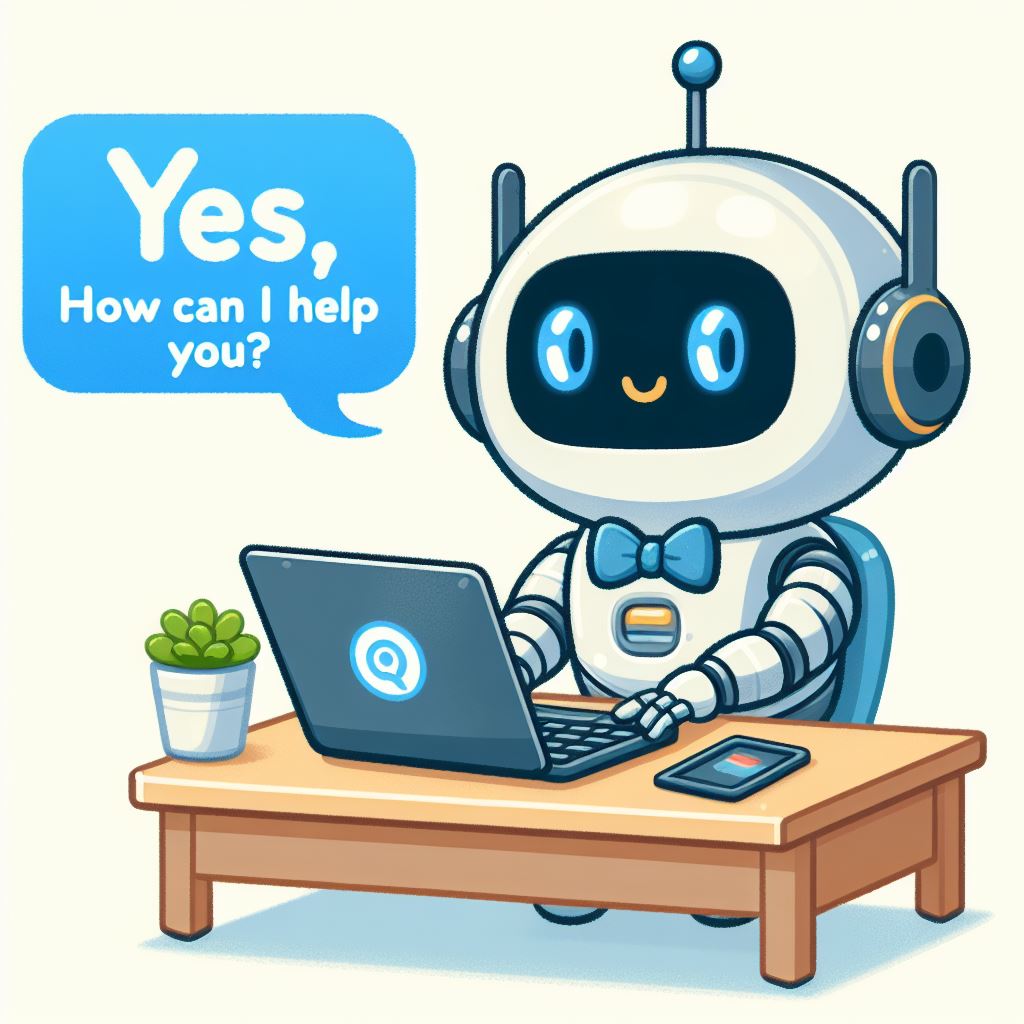 Ai chatbot asking "Yes, how can I help you"