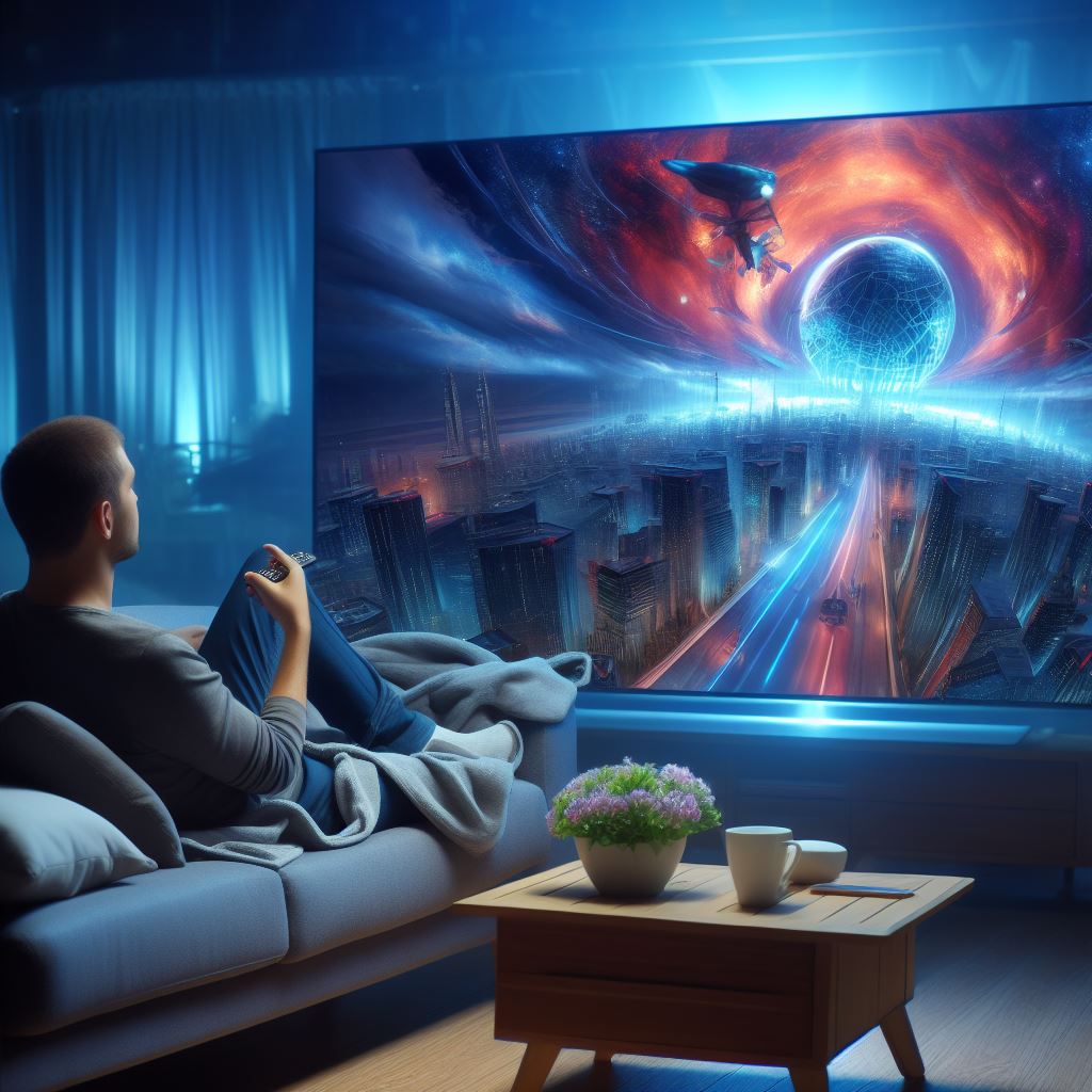 Image showing a person watching TV.