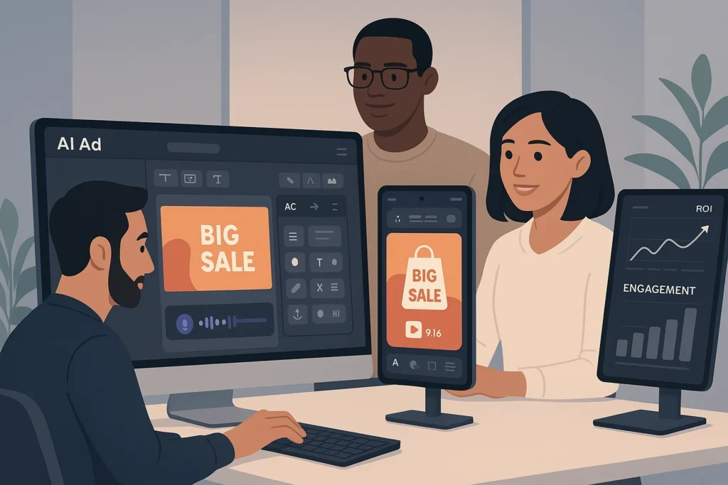 Graphic representing the positive business impact of AI-powered ad creation