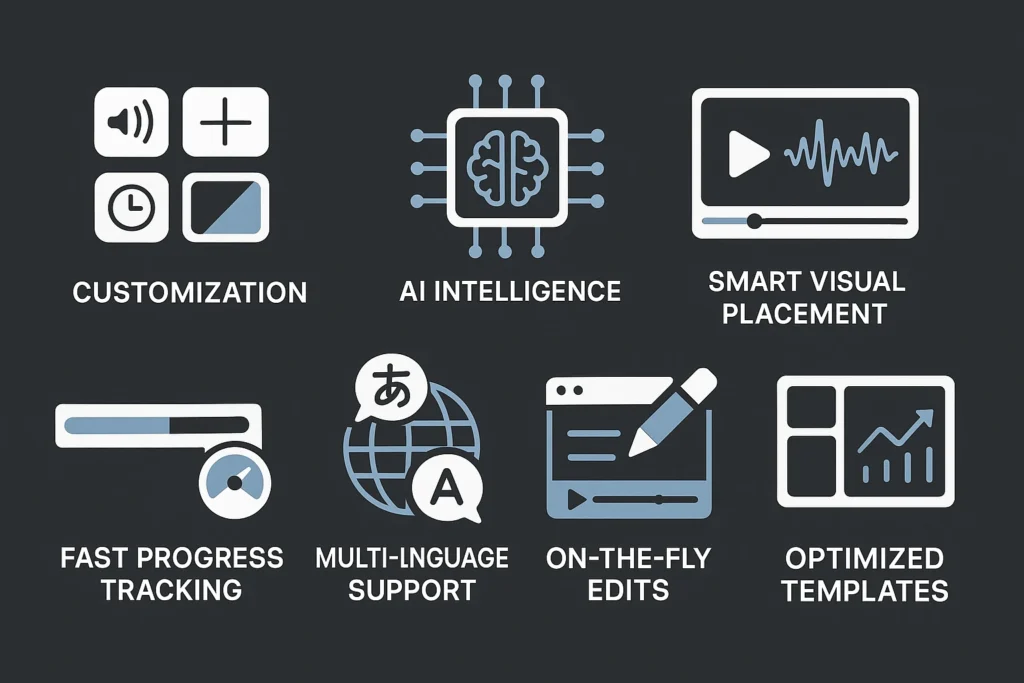 Visual highlighting key features that make AI ad creation tools stand out